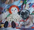 Pug Quilt Raggedy Ann Painting